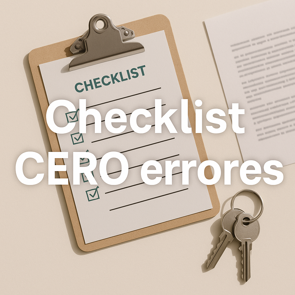 Checklist de due diligence con llaves y documentos antes de comprar un piso.